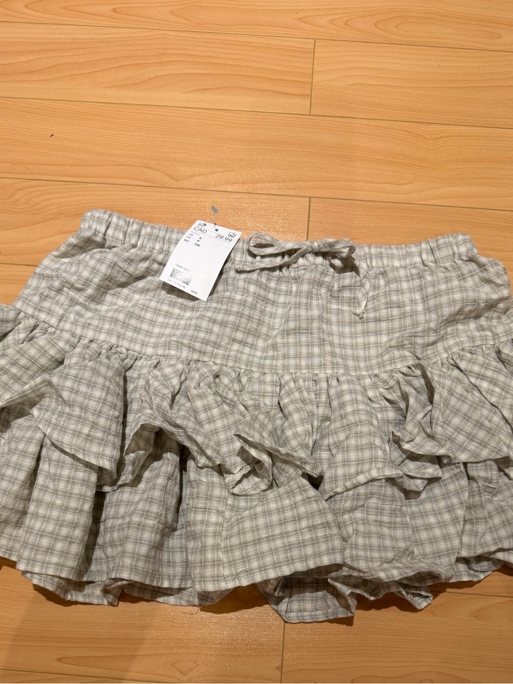 Women’s Ruffled Plaid Mini Skirt - Light Green